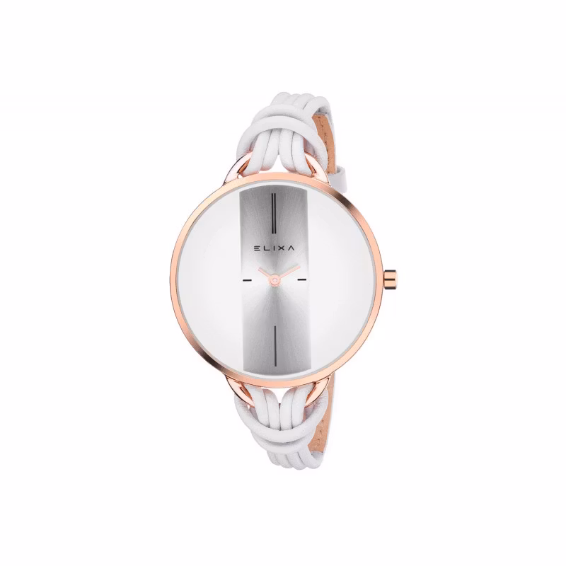 Elixa damarmbandsur Finesse EO96§373-K1 Rose plated stål med vitt läderarmband nu i vår Outlet till halva priset hos Ericsson Ur och Guld