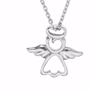 Designad genombruten ängel med silverkedja