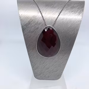 Vintage Crawl Silverhalsband Röd kristall med ärtlänk