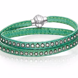 Sif Jakobs Arezzo grönt läderarmband 2-radig