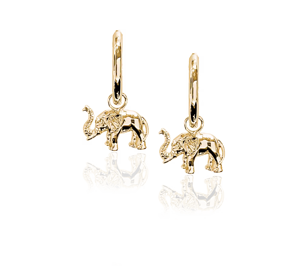 Animal hoop örhängen collection.  Elefanter I guldfärg hos EriCsson ur och Guld