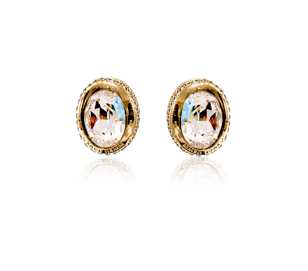 Örhänge Halo i guldmetall med Swarovski kristall  Vintage med en modern touch hos Erisson ur och guld