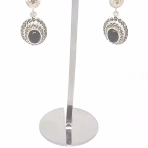 Vintage Victor Janson Silverörhänge med onyx och markasiter