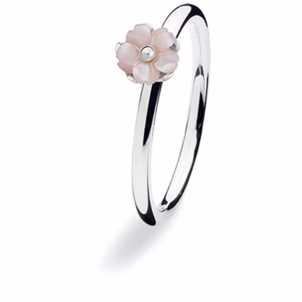 Spinning Silverring med rosa emaljblomma hos EriCsson Ur och Guld