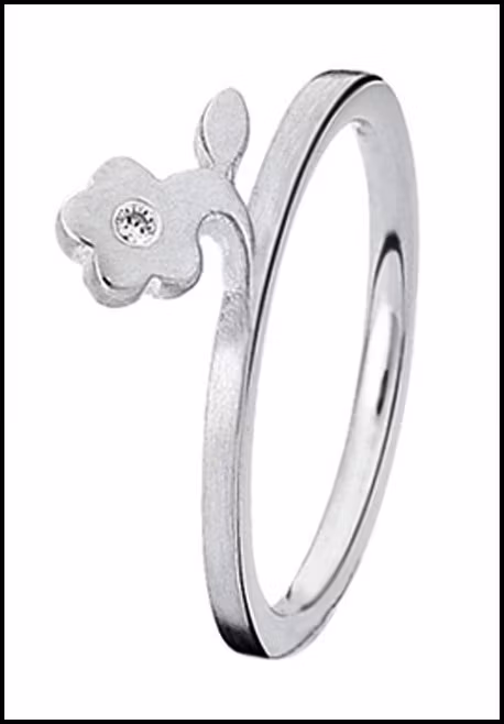 Spinning silverring med blomma som har en överlappsfunktion hos Ericsson ur och guld