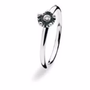 Spinning silverring med mörktonad blomma och cubic sten