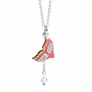 Veneziansk teatermask rosa silverhalsband