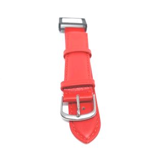 Klockarmband i rödfärgat äkta läder