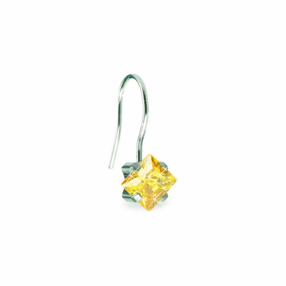 Blomdahl Tiffany pend 6 mm hängande örhänge titan med gul sten