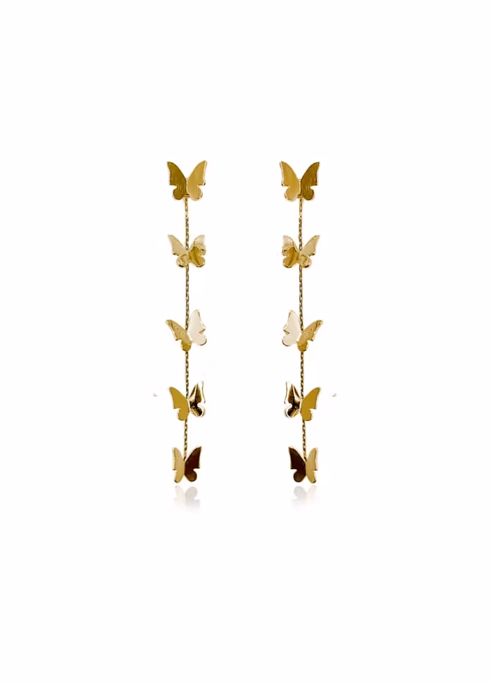 Ioaku Butterfly Metal hanging earings guld