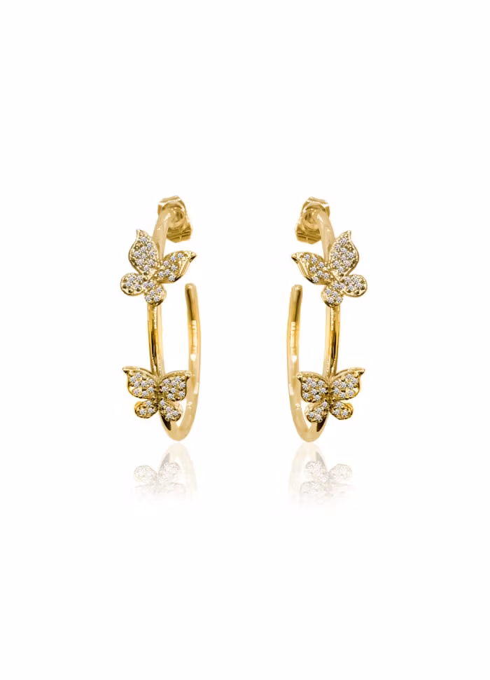 Ioaku butterfly sparkle plain hoop gold