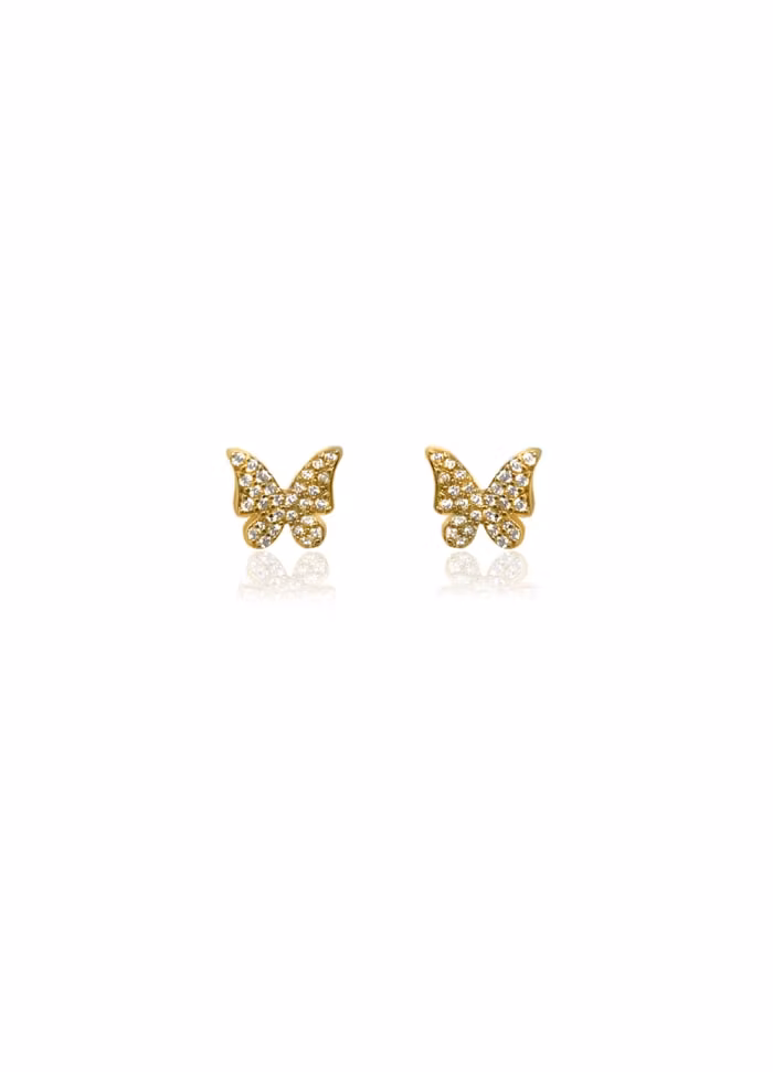 Ioaku butterfly sparkle studs gold