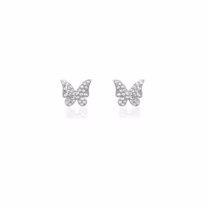 Butterfly sparkle studs silver Ioaku