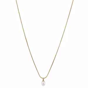 Palma Singel kort halsband guld pärla Astrid & Agnes