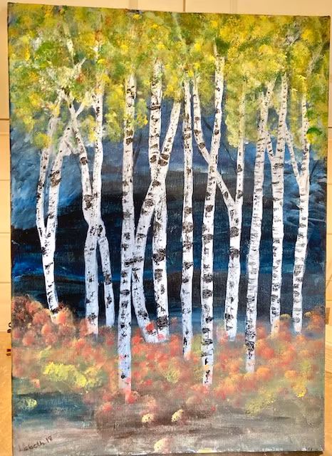 Björkdunge acrylmålning målad på canvasduk av Lisbeth Ericsson hos EriCsson Ur och Guld JemasMix