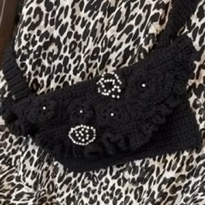 Svart Partyväska Virkning & Kristaller Jemasmix