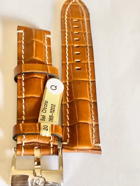 sportigt brunt klockarmband läder med vita stickningar Bredd 20 mm Outlet hos Ericsson UrochGuld