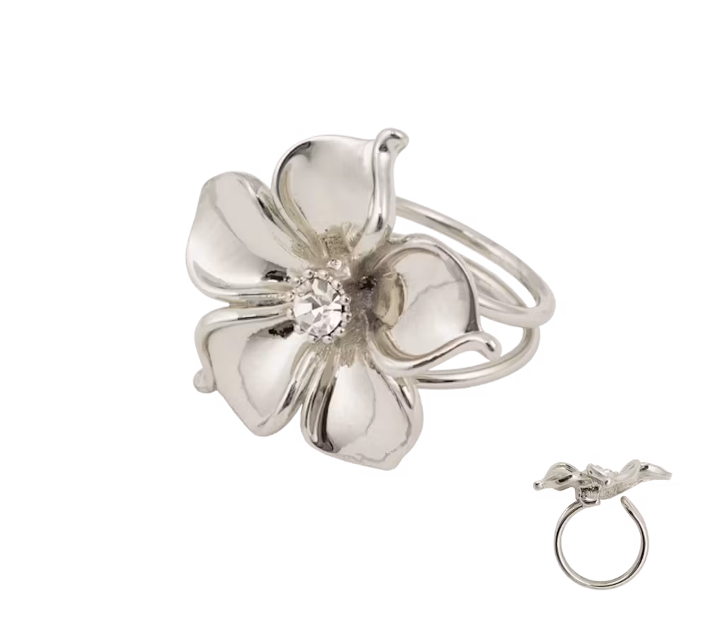Blomring i silverfärg la fleur ioaku