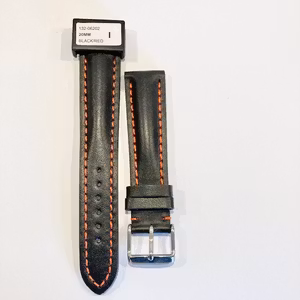 klockarmband svart med röda stickningar