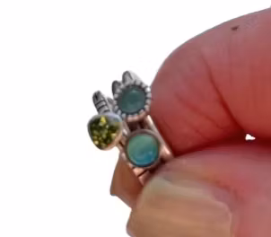 grön silverrings kombo 3 st ringar