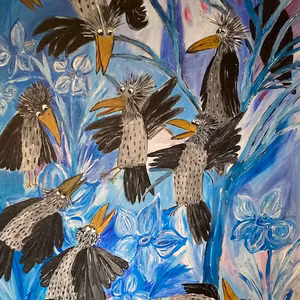 Crows meeting akrylmålning