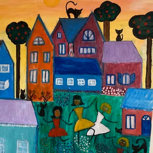 Playing girls akrylmålning