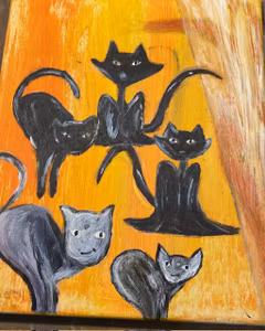 Happy cats akrylmålning