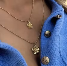 La fleur blomhalsband dubbelt guldfärg Ioaku