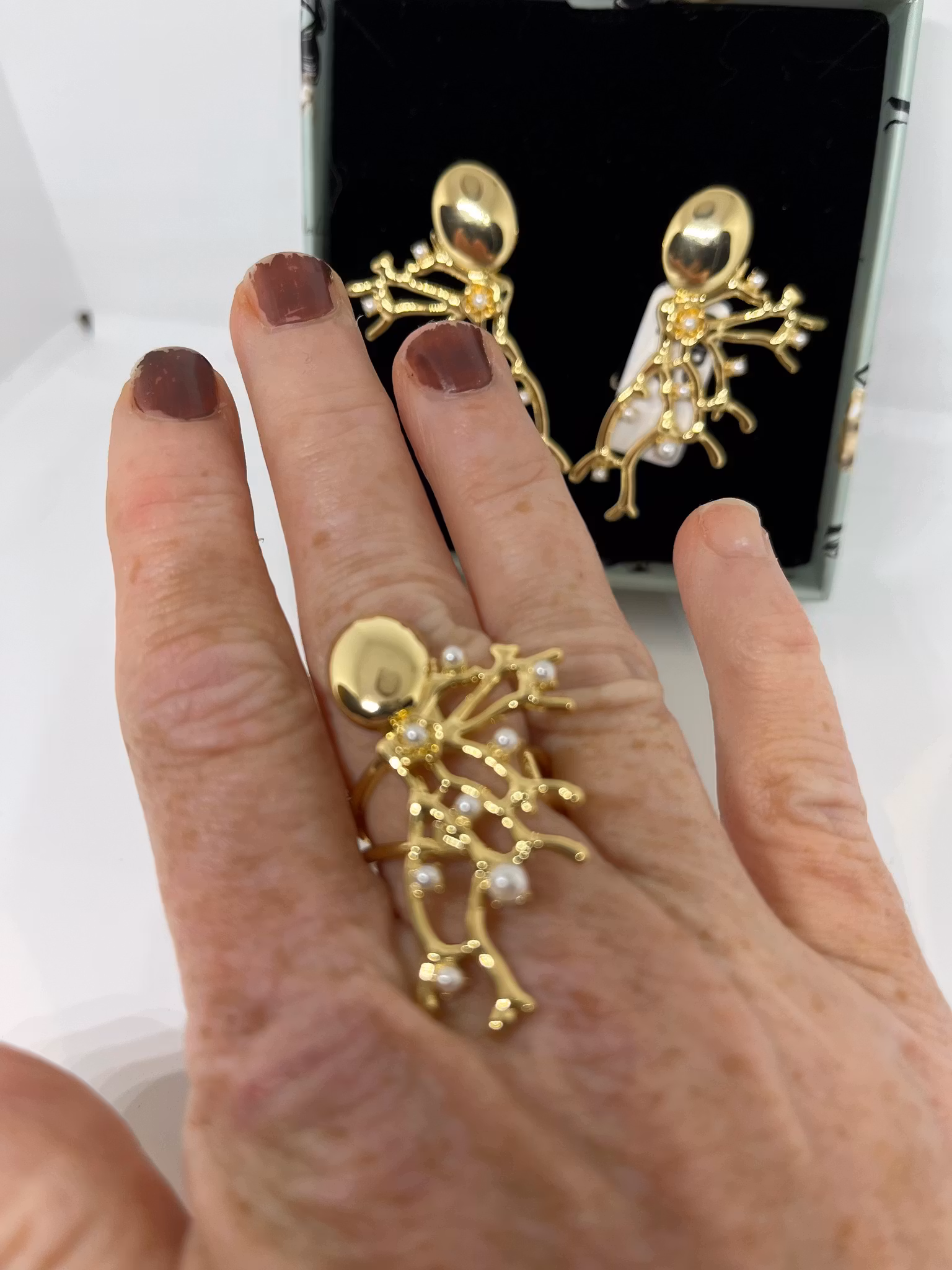 Opal branch Ioaku ring örhänge guld