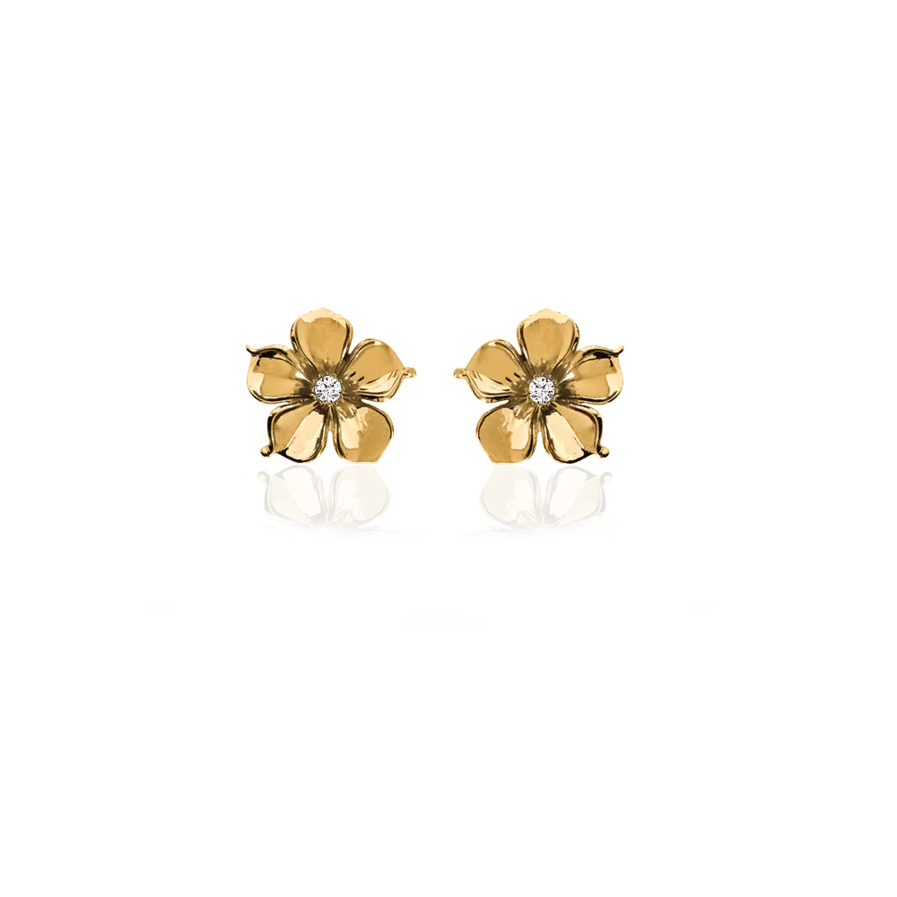 la fleur blommande örhänge studs guld