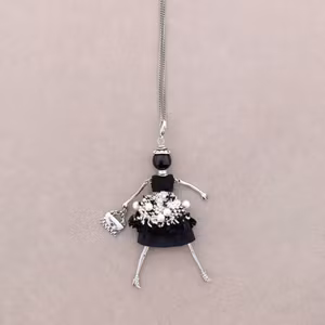 Halsband docka svart silver Sonata