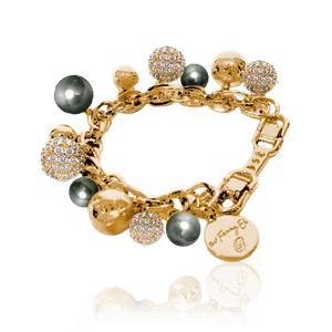 Ioaku armband berry pearl  Sparkle  salviagrön guld