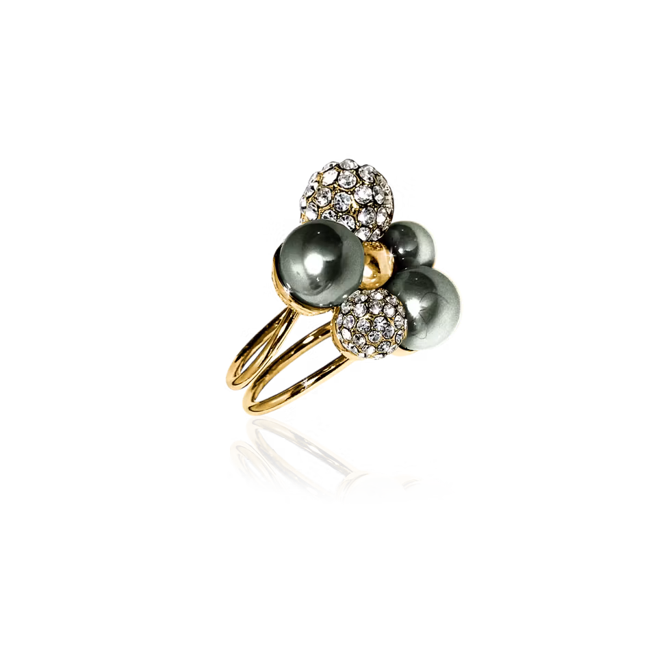 Berry Pearl sparkle maxi ring skogsgrön guld Ioaku