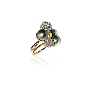 Ioaku Berry Sparkle pearl maxi ring salviagrön guld