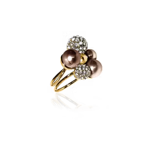 Ioaku Sparkle Pearl Maxi ring brun guld