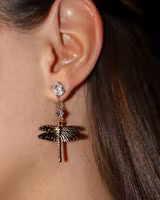 Dragonfly reborn crystal örhänge studs guld ioaku