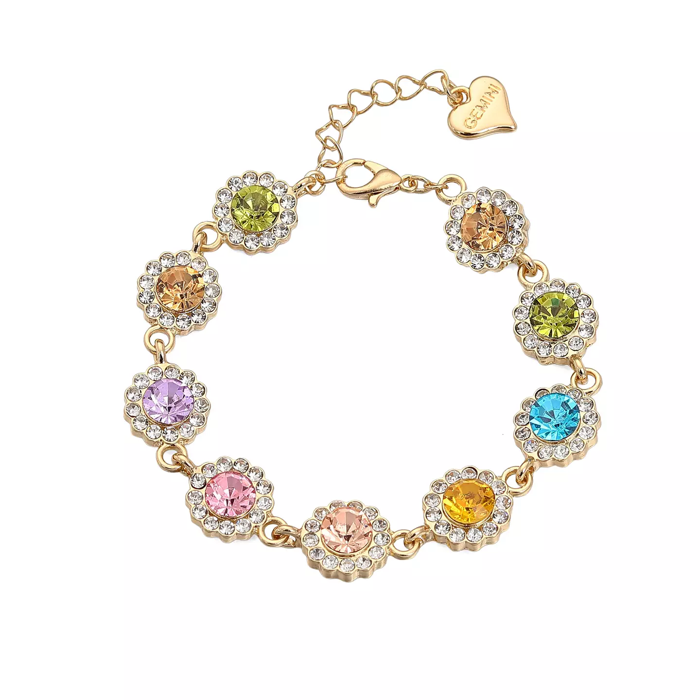 Armband romantiskt strass pastell guld