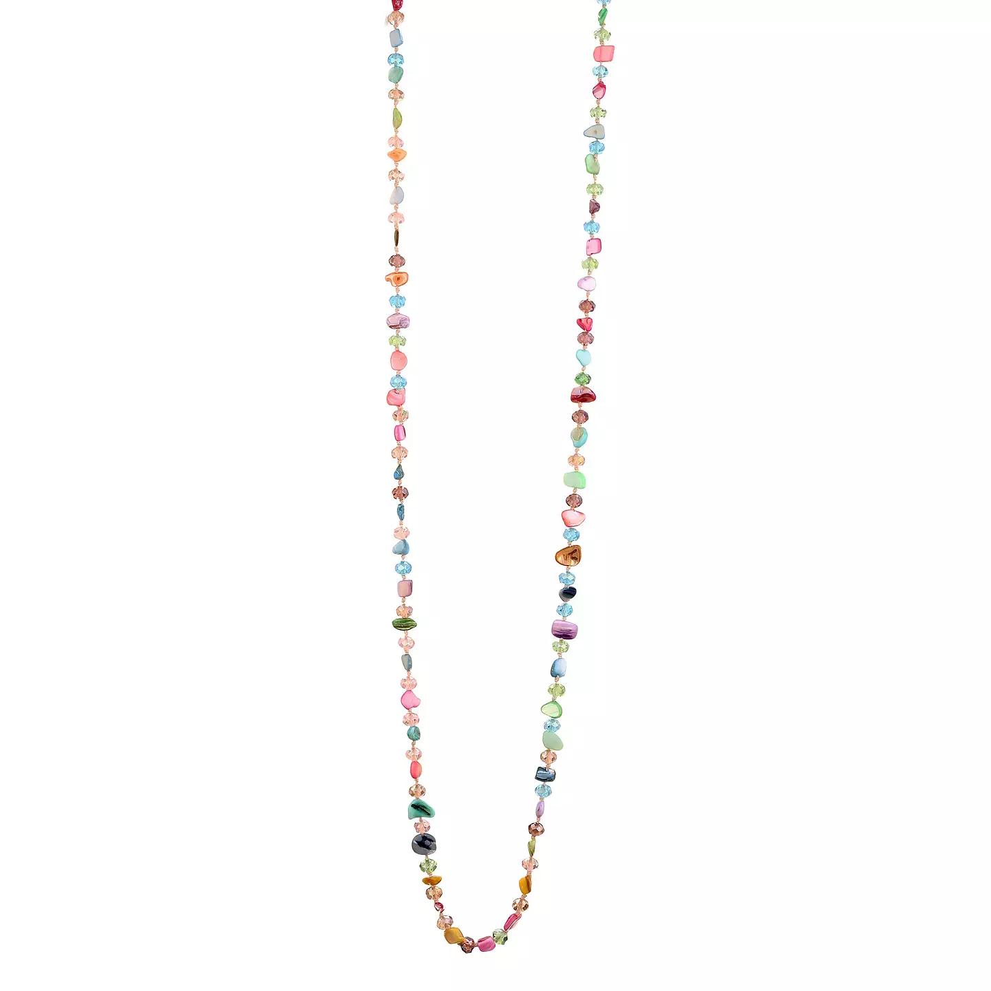 Långt halsband mixade pärlor pastellton