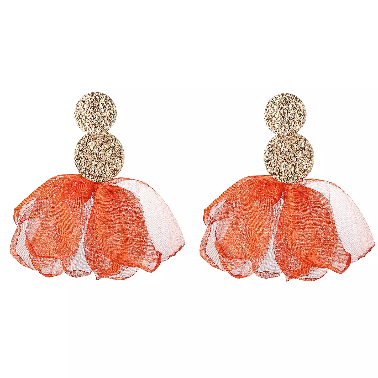 Orange fluff örhänge guldplattor