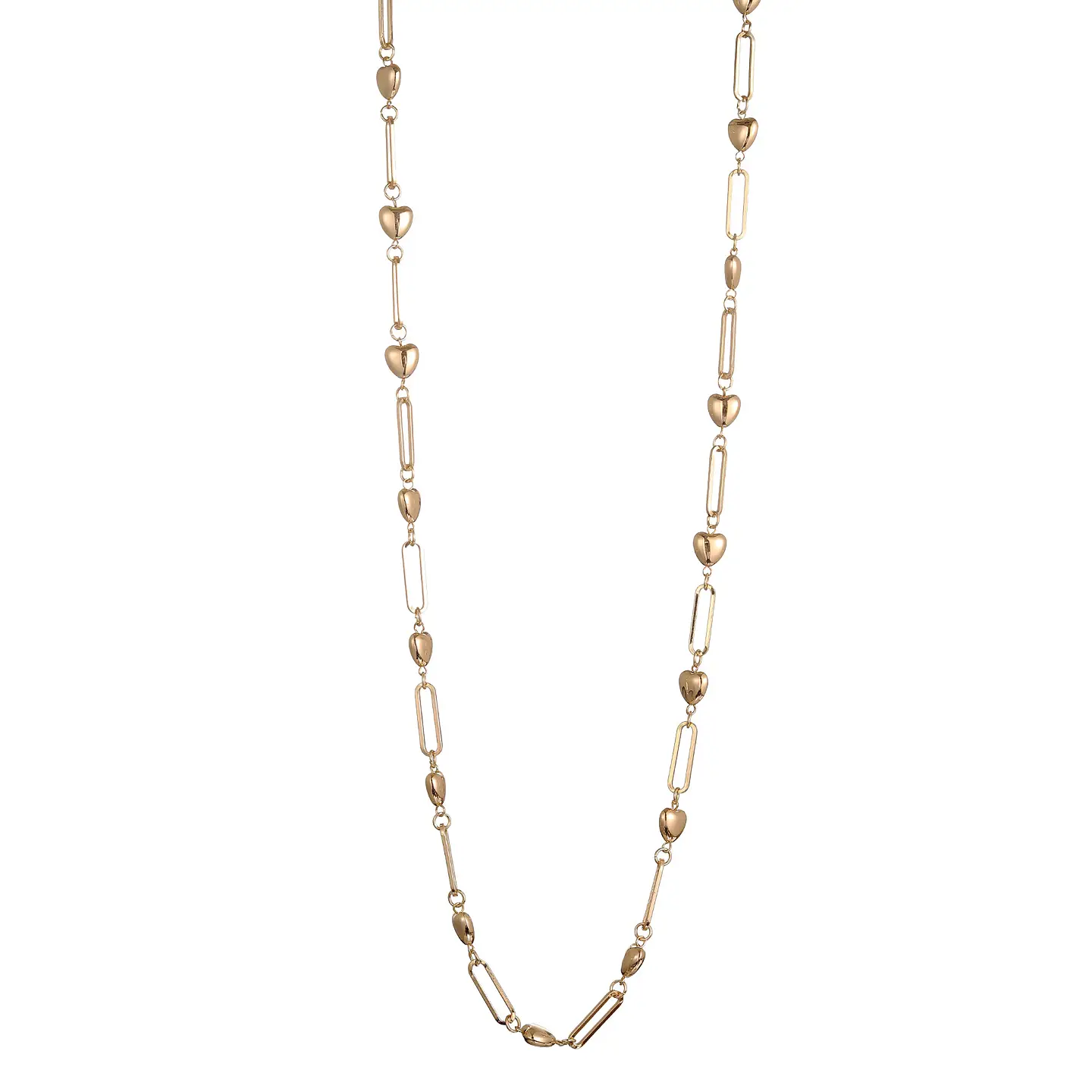 Långt halsband hjärtan guldfärg