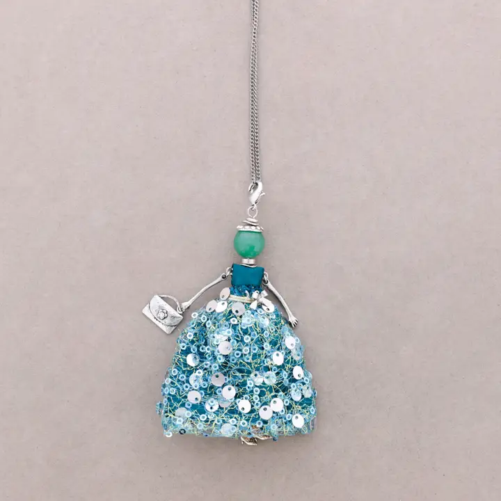 Fashiondoll halsband turkospaljett