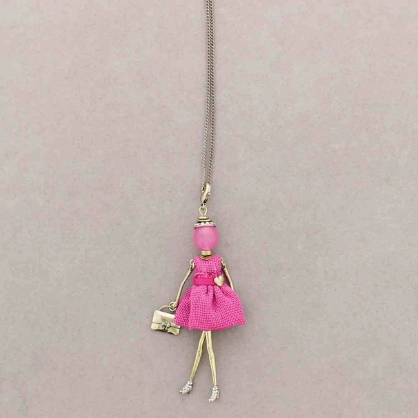 Fashiondoll halsband cerise guld