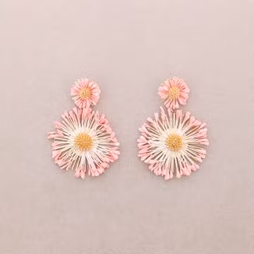 Blomörhängen coral Rosa bast