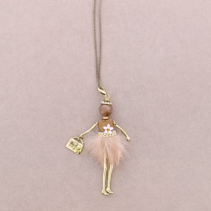 Fashiondoll halsband brun guld
