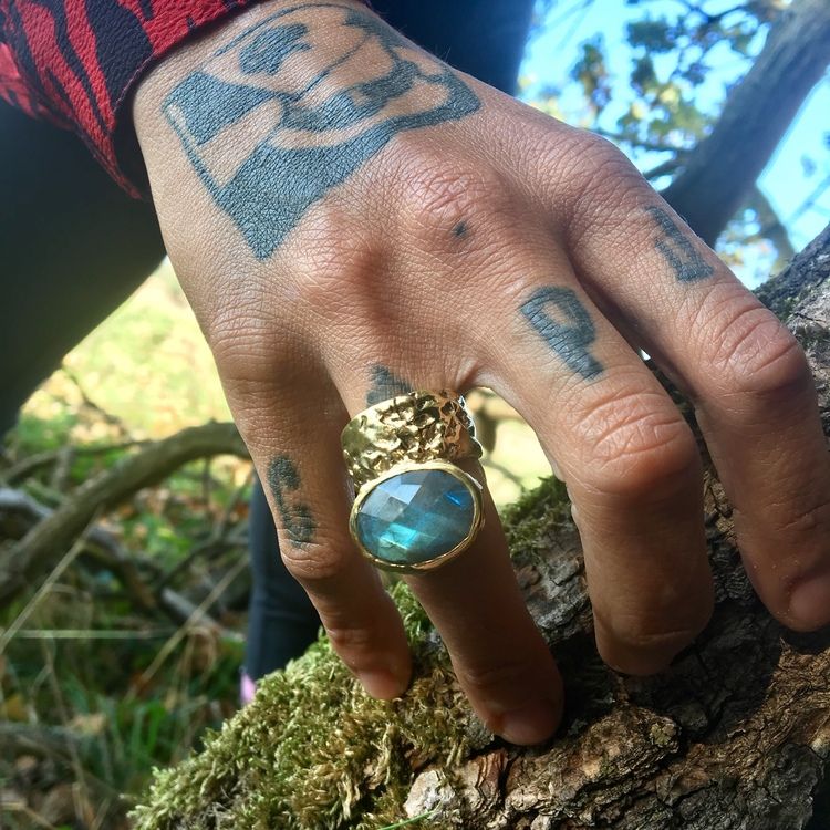 STONED RING TURKOS LABRADORIT I MÄSSING