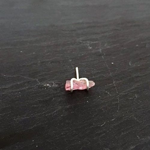 PENCIL STUD MED ROSA TURMALIN I 925 SILVER