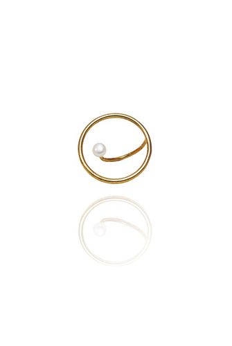 SVÄVANDE PÄRLA RING I MÄSSING