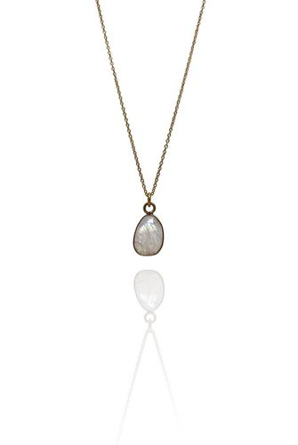 MÅNSTEN STONE PENDANT HALSBAND PÅ TUNN KEDJA