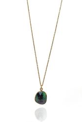RUBIN FUCHSIT STONE PENDANT HALSBAND PÅ TUNN KEDJA