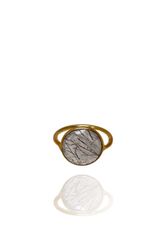 SVART RUTIL BEZEL RING I MÄSSING